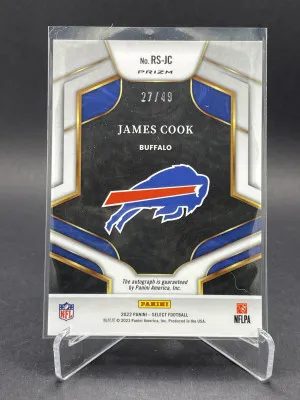 2022 Panini Select Rookie Auto #RS-JC James Cook Blue Prizm /49 back