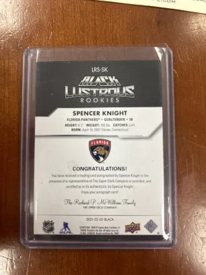 Spencer Knight UD Black Lustrous Auto /199 back