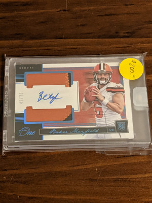 2018 Panini One Baker Mayfield Rookie Auto Patch /75 front