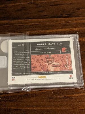 2018 Panini One Baker Mayfield Rookie Auto Patch /75 back