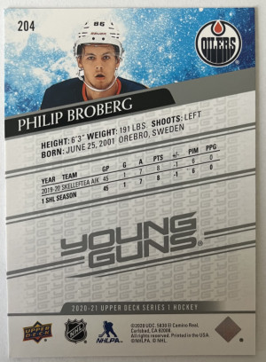 Philip Broberg 2019-20 Young Guns back