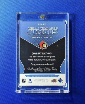 2021-22 UD Black Diamond - Shane Pinto Team Logo Jumbos RTL-SP back