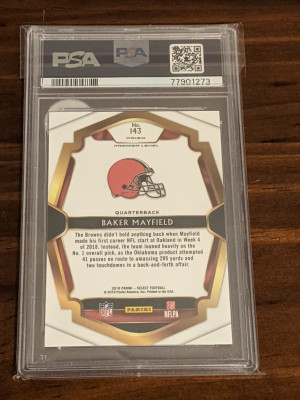2018 Select Silver Prizm Baker Mayfield Rookie PSA 9 back
