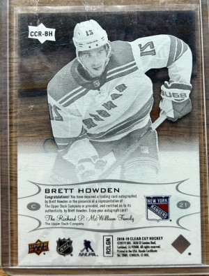 Brett Howden Clear Cut Rookie Auto back