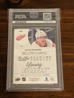 2021 Lucas Raymond Young Guns PSA 10 back