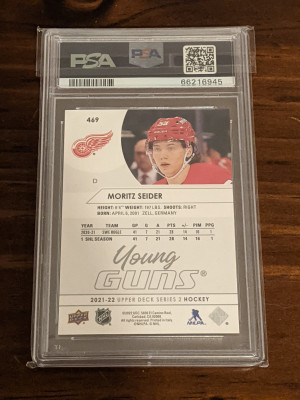 2021 Moritz Seider Young Guns PSA 10 back