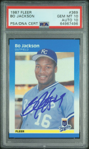 1987 FLEER #369 BO JACKSON RC ROYALS PSA 10 DNA AUTO 10 front