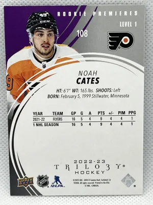 2022-23 UD Trilogy NOAH CATES #108 Rookie Premieres Auto 1/1 back