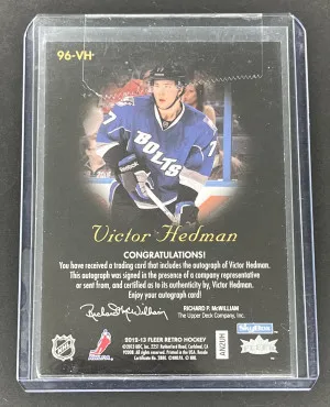 12-13 Fleer Retro Victor Hedman Autographics back