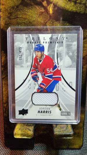 Jordan Harris '23 UD Trilogy Rookie Premiers 63/499 Patch Card Level 1 front