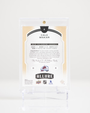 Cale Makar  Upper Deck Allure Red Rainbow Jersey back
