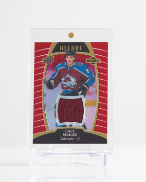 Cale Makar  Upper Deck Allure Red Rainbow Rookie Jersey front