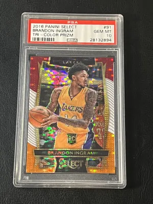 2016 Select Brandon Ingram Tri Color Prizm RC PSA 10 front