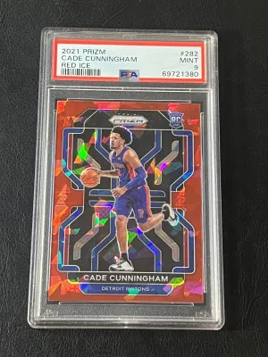 2021 Prizm Cade Cunningham Red Ice RC PSA 9 front