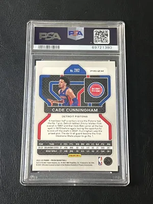 2021 Prizm Cade Cunningham Red Ice RC PSA 9 back