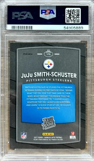 2017 Panini Donruss Rated Rookie Optic Holo JuJu Smith-Schuster PSA 10 back