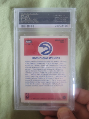 1986 Fleer Stickers Dominique Wilkins PSA 9(OC) back