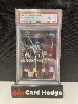 Tim Duncan 1998 Skybox Thunder Lift Off #4 PSA 8 front