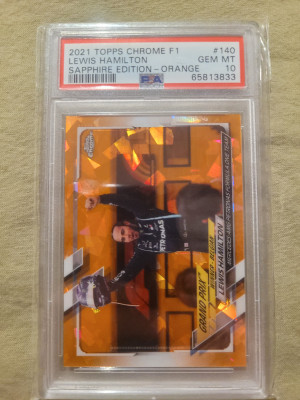2021 Topps Chrome F1 Lewis Hamilton Sapphire Edition Orange /25 PSA 10 front