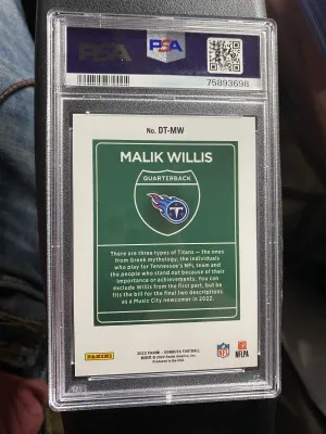 2022 Donruss Optic Malik Willis Downtown RC DTMW PSA 9 back