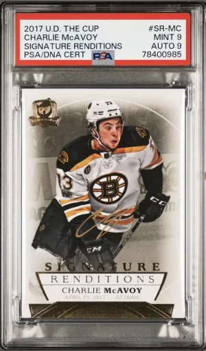 2017 UD The Cup Charlie McAvoy RC Signature Renditions front