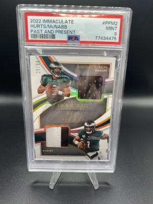 2022 Panini Immaculate Jalen Hurts and Donovan McNabb Past and Present PSA 9 25/99 front