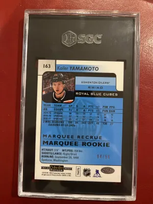 Kailer Yamamoto O Pee Chee Platinum Rookie Blue Cubes /99 back