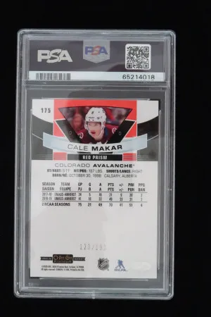2019-20 O-Pee-Chee Platinum RED PRISM #175 Cale Makar RC Rookie /199 PSA 10 back