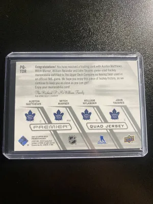 Auston Matthews/Mitch Marner/William Nylander/John Tavares 21-22 Premier Quad Jersey 8/25 back