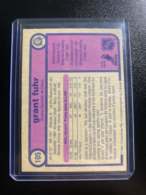 Grant Fuhr 1982 OPC Rookie back