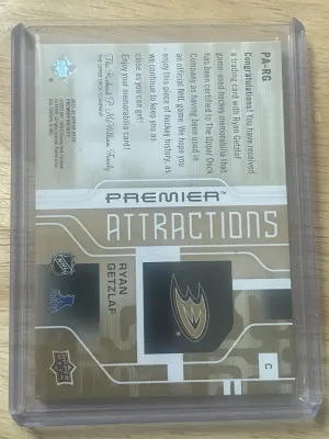 2021-22 Upper Deck Premier Ryan Getzlaf Patch 31/35 back
