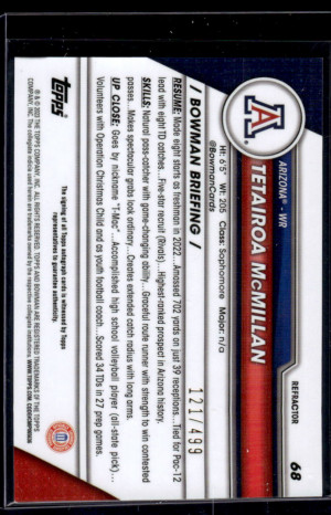 2023 Bowman Chrome Tetairoa McMillan back