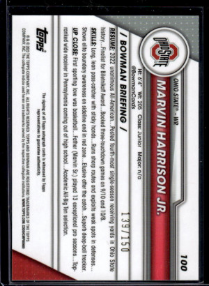 2023 Bowman Chrome Marvin Harrison Jr /150 back