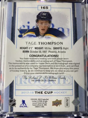 2017-18 The Cup Tage Thompson RPA back