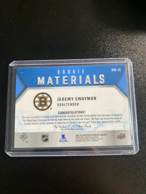 Jeremy Swayman 21-22 UD S2 Rookie Materials back