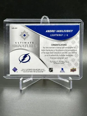 2020-21 Upper Deck Ultimate Collection Andrei Vasilevskiy Ultimate Signatures Redemption (NOT GEM MINT) back