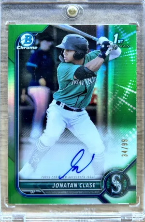 2022 Bowman Chrome 1st Jonatan Clase True Green Refractor Auto /99 front
