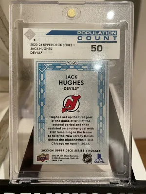 2023-24 Upper Deck Series 1 JACK HUGHES Population Count 50 back