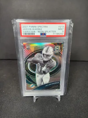 2021 Spectra Jaylen Waddle Neon Splatter Variation Rookie 8/8 Bookend!! front