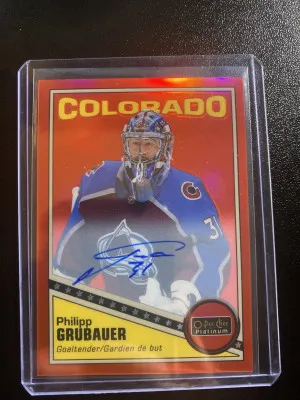 Philipp Grubauer 19-20 OPC Platinum Retro Red Rainbow Auto front