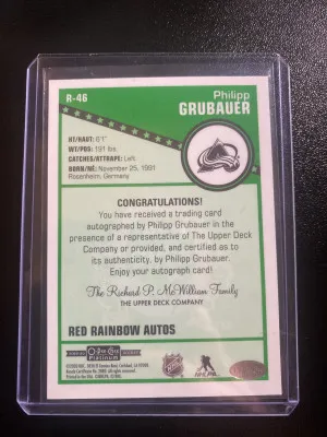 Philipp Grubauer 19-20 OPC Platinum Retro Red Rainbow Auto back