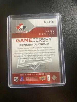 Dany Heatley 14-15 UD S1 Team Canada Game Jersey back