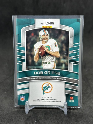 Bob Griese 2021 Panini Spectra Illustrious Legends Hyper Prizm /25 Auto HOF Dolphins back