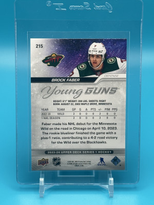 BROCK FABER 2023-'24 UPPER DECK SERIES 1 YOUNG GUNS RC back
