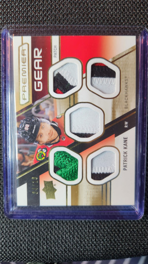 2021-22 UD Upper Deck Premier Gear Patrick Kane 5 Piece Patch 4/10 front