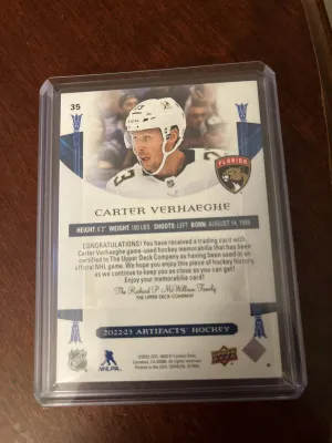 22-23 UD Artifacts Carter Verhaege Materials 59/65 back