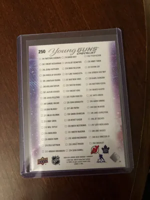 23-24 UD Series 1 Young Guns Checklist—Hughes/Knies back