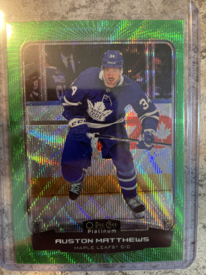 Auston Matthews O-Pee-Chee platinum Preview Emerald Surge 1/10 front