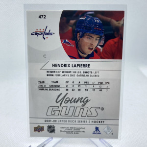 2021-22 Upper Deck Hendrix Lapierre Young Guns #472 back