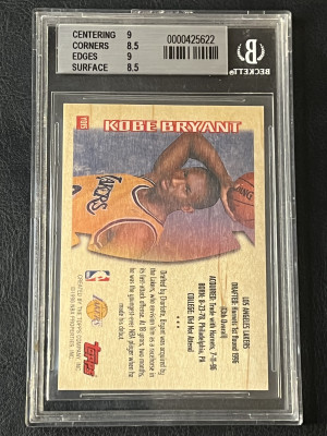 1996 Topps Kobe Bryant Youthquake BGS 8.5 back